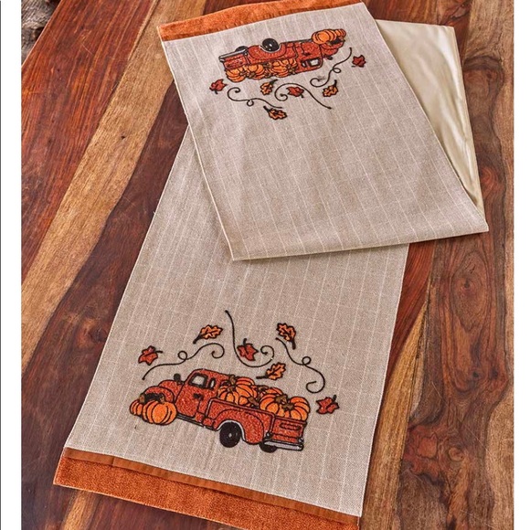 Harvest Gathering Embroidered Table Runner - Picture 2 of 6